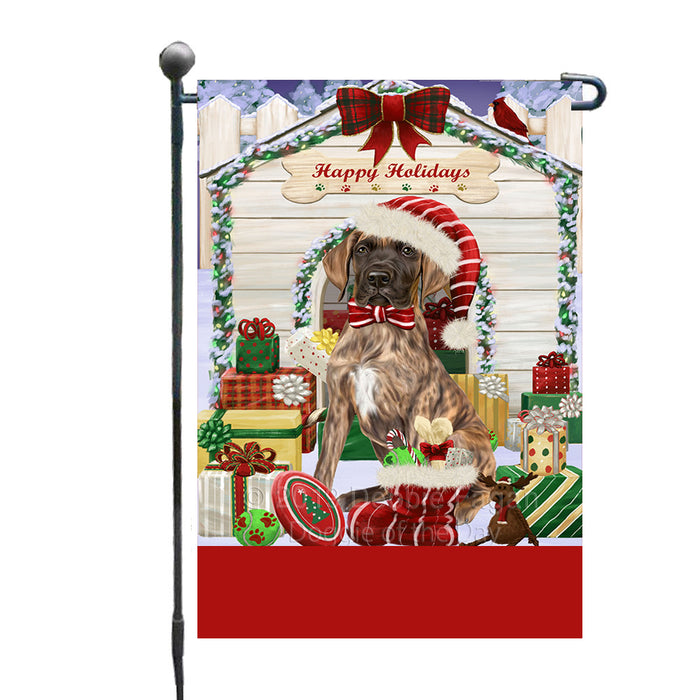 Personalized Happy Holidays Christmas Great Dane Dog House with Presents Custom Garden Flags GFLG-DOTD-A59327