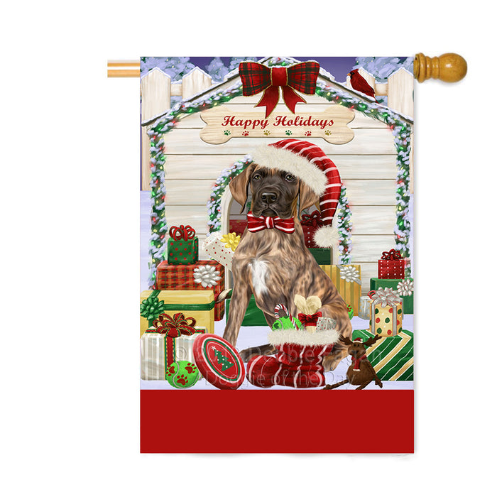 Personalized Happy Holidays Christmas Great Dane Dog House with Presents Custom House Flag FLG-DOTD-A59383