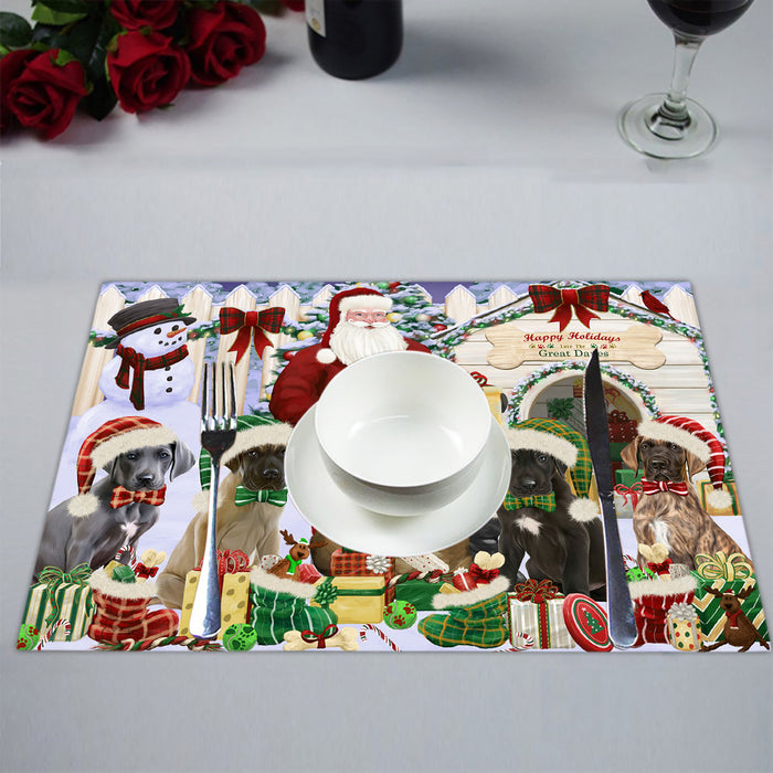 Happy Holidays Christmas Great Dane Dogs House Gathering Placemat