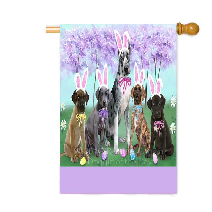Personalized Easter Holiday Great Dane Dogs Custom House Flag FLG-DOTD-A58932