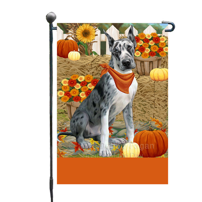Personalized Fall Autumn Greeting Great Dane Dog with Pumpkins Custom Garden Flags GFLG-DOTD-A61929
