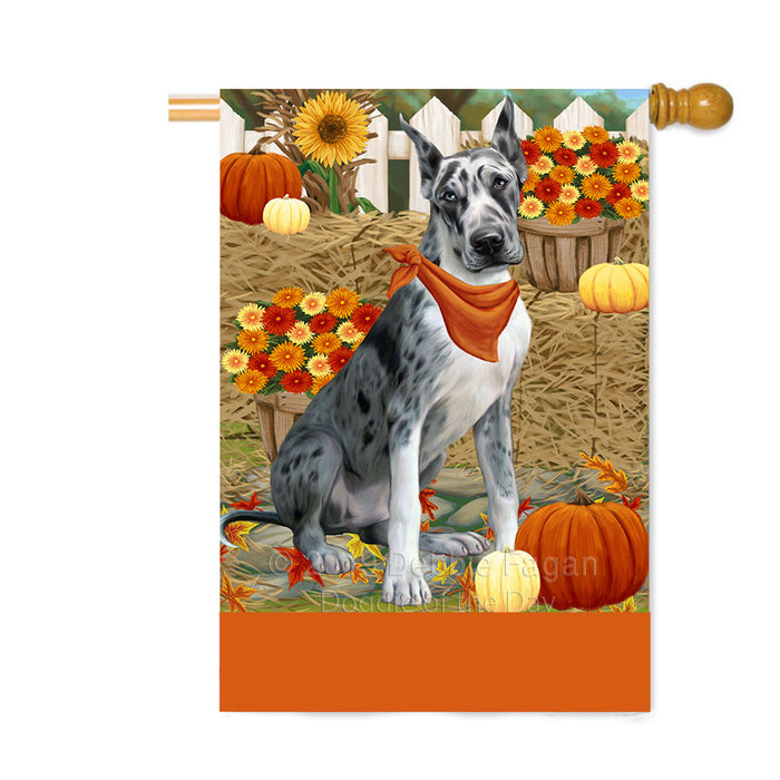 Personalized Fall Autumn Greeting Great Dane Dog with Pumpkins Custom House Flag FLG-DOTD-A61985