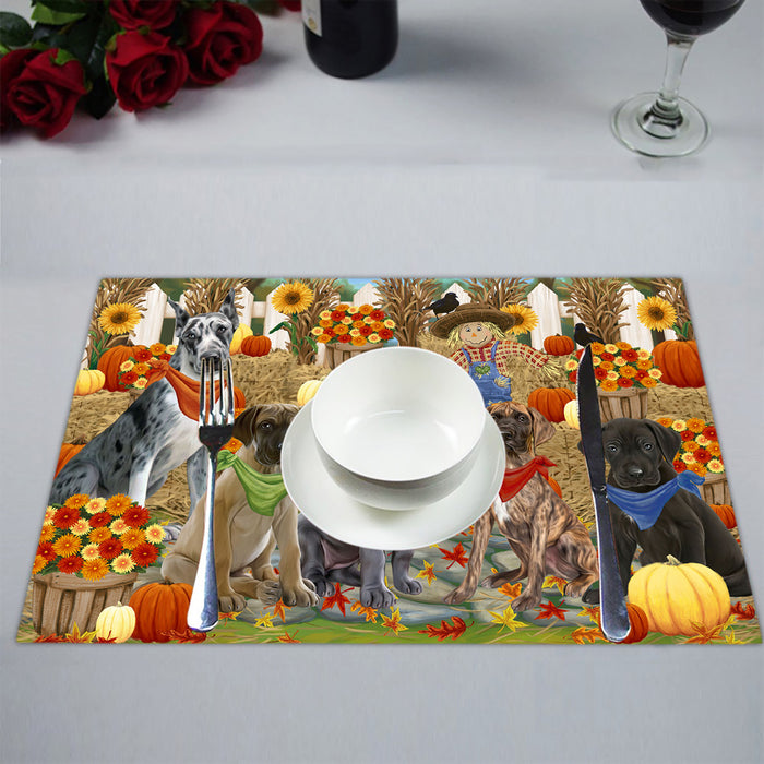 Fall Festive Harvest Time Gathering Great Dane Dogs Placemat