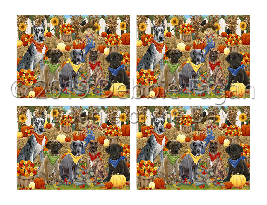 Fall Festive Harvest Time Gathering Great Dane Dogs Placemat