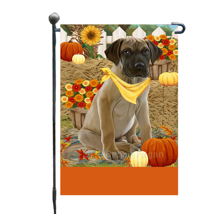 Personalized Fall Autumn Greeting Great Dane Dog with Pumpkins Custom Garden Flags GFLG-DOTD-A61931