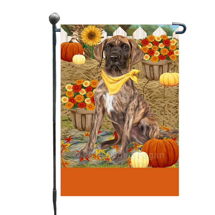 Personalized Fall Autumn Greeting Great Dane Dog with Pumpkins Custom Garden Flags GFLG-DOTD-A61932