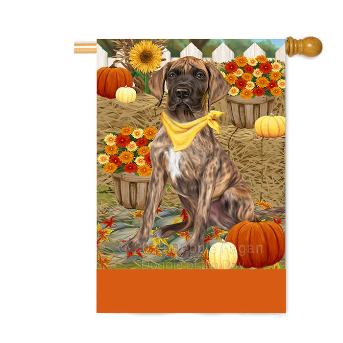 Personalized Fall Autumn Greeting Great Dane Dog with Pumpkins Custom House Flag FLG-DOTD-A61988