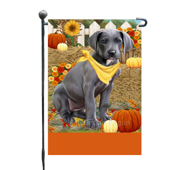 Personalized Fall Autumn Greeting Great Dane Dog with Pumpkins Custom Garden Flags GFLG-DOTD-A61934