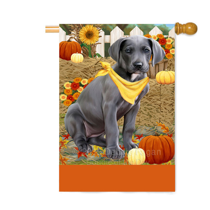 Personalized Fall Autumn Greeting Great Dane Dog with Pumpkins Custom House Flag FLG-DOTD-A61990