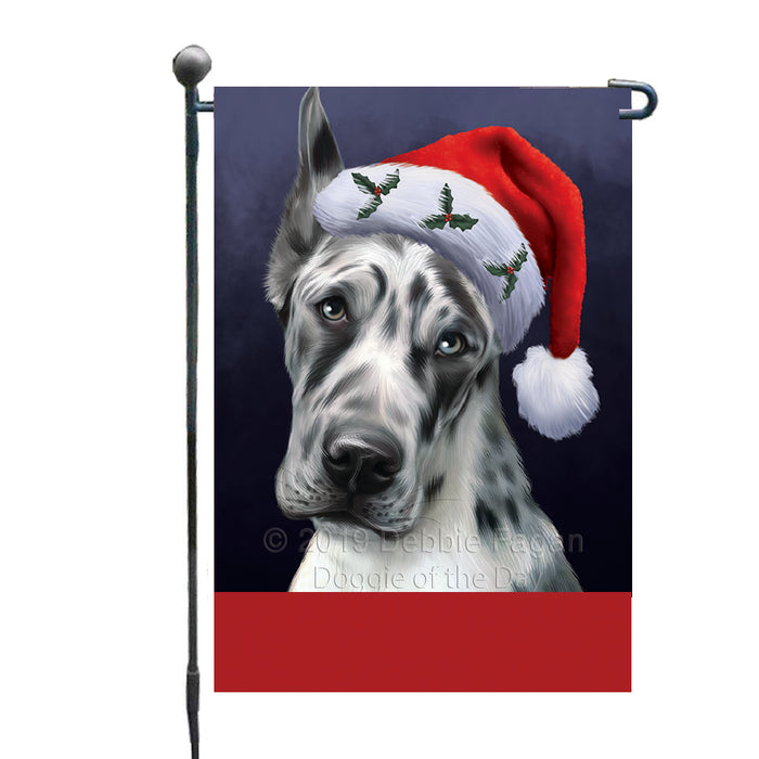 Personalized Christmas Holidays Great Dane Dog Wearing Santa Hat Portrait Head Custom Garden Flags GFLG-DOTD-A59831