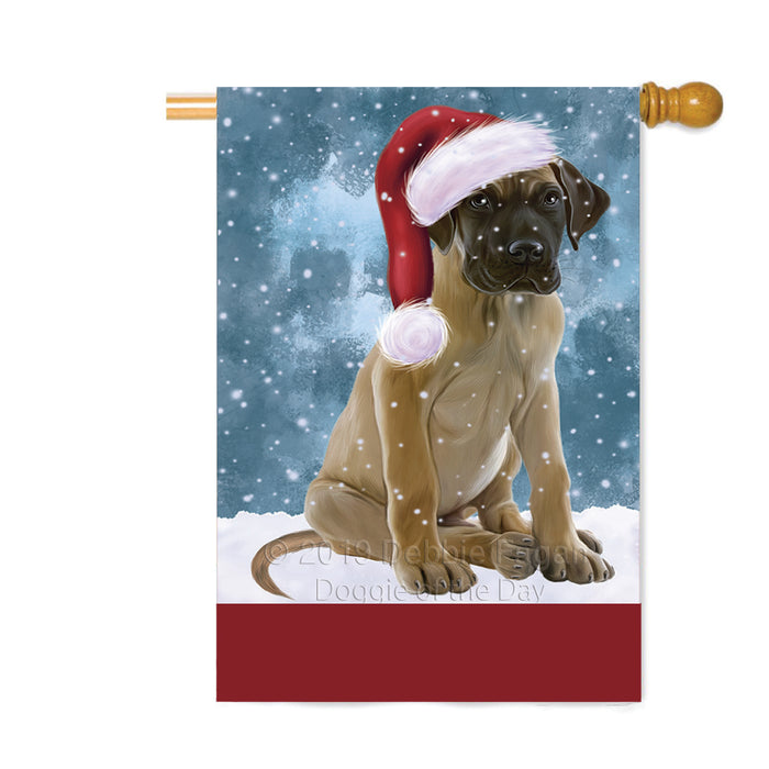 Personalized Let It Snow Happy Holidays Great Dane Dog Custom House Flag FLG-DOTD-A62417