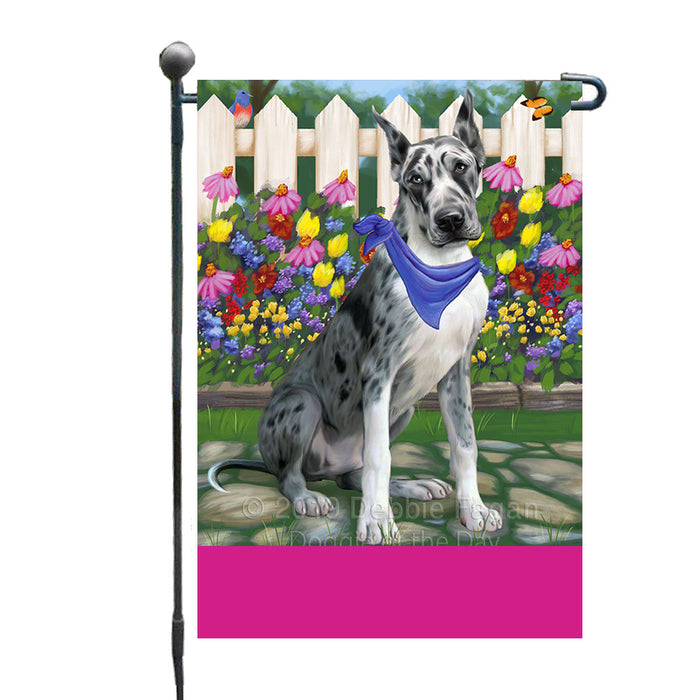 Personalized Spring Floral Great Dane Dog Custom Garden Flags GFLG-DOTD-A62871