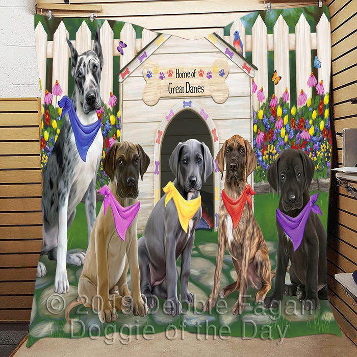 Spring Dog House Great Dane Dogs Quilt