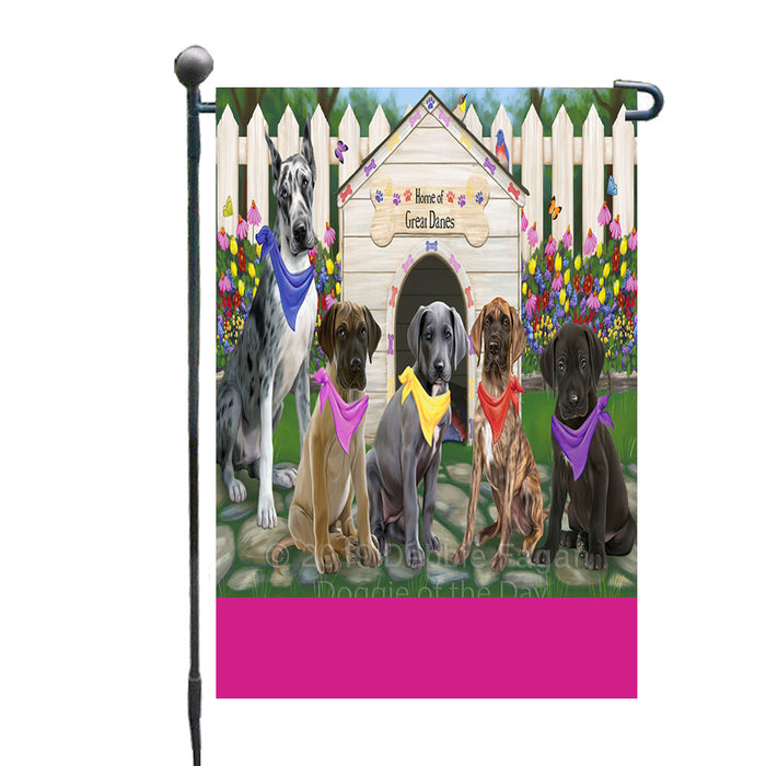 Personalized Spring Dog House Great Dane Dogs Custom Garden Flags GFLG-DOTD-A62872