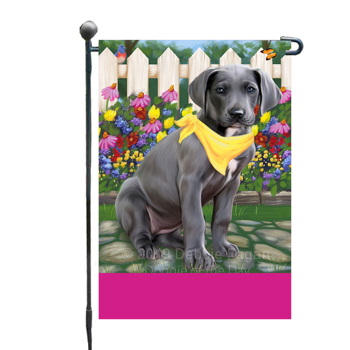 Personalized Spring Floral Great Dane Dog Custom Garden Flags GFLG-DOTD-A62873