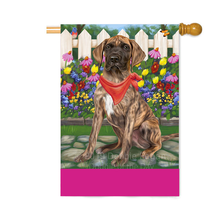 Personalized Spring Floral Great Dane Dog Custom House Flag FLG-DOTD-A62930
