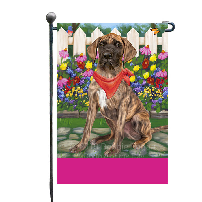 Personalized Spring Floral Great Dane Dog Custom Garden Flags GFLG-DOTD-A62874