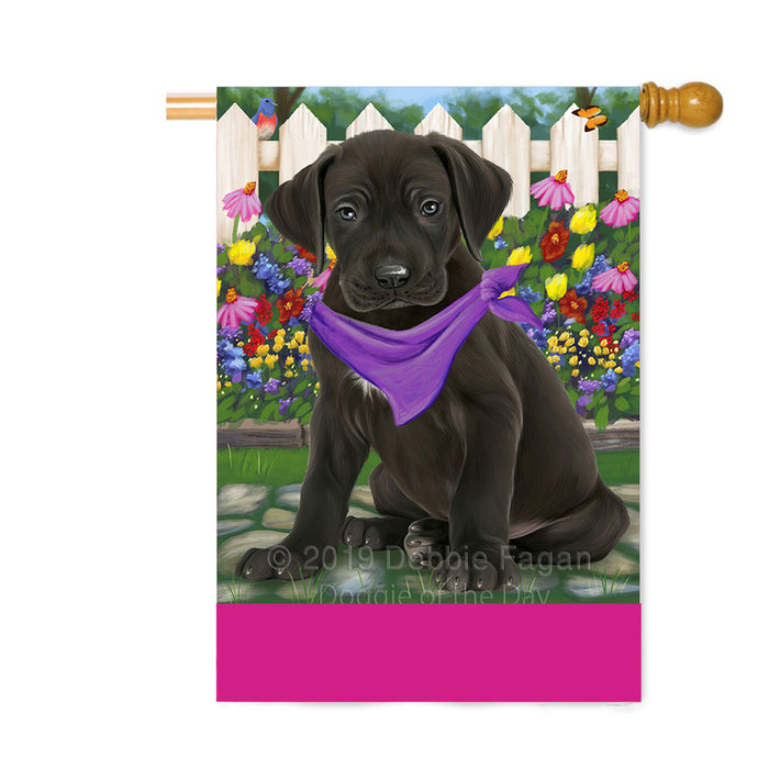 Personalized Spring Floral Great Dane Dog Custom House Flag FLG-DOTD-A62931