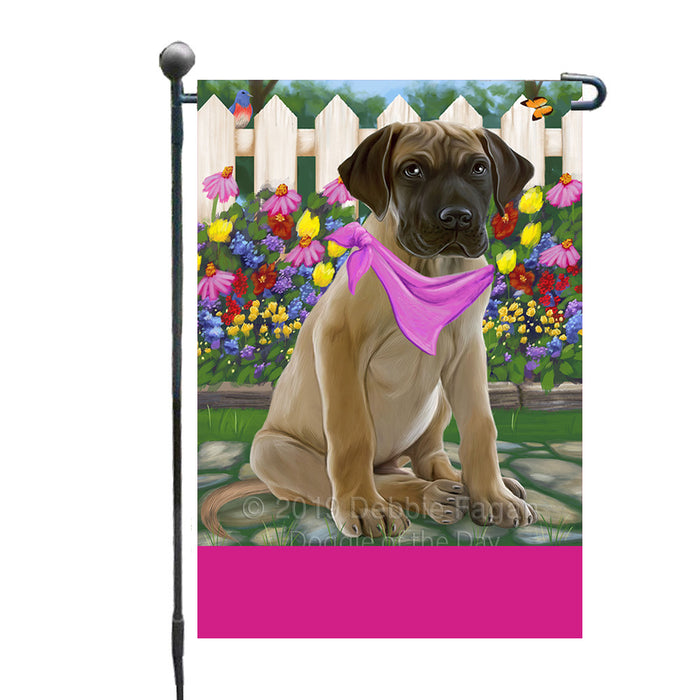 Personalized Spring Floral Great Dane Dog Custom Garden Flags GFLG-DOTD-A62876