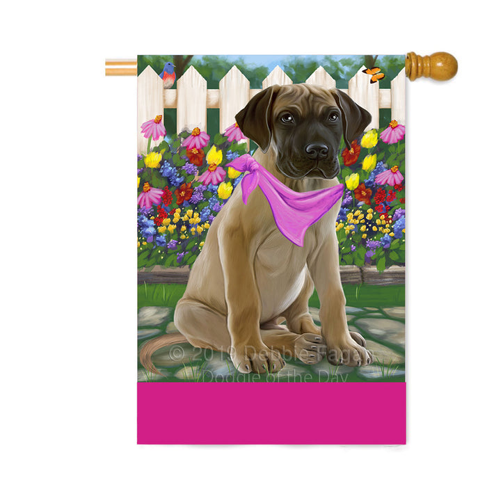 Personalized Spring Floral Great Dane Dog Custom House Flag FLG-DOTD-A62932
