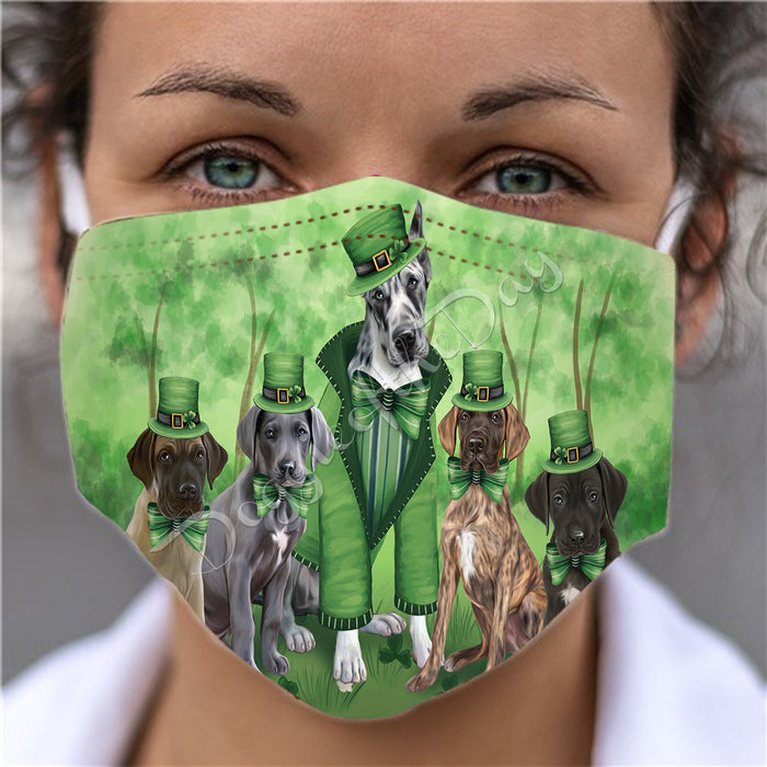St. Patricks Day Irish Great Dane Dogs Face Mask FM50156