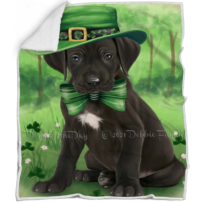 St. Patricks Day Irish Portrait Great Dane Dog Blanket BLNKT54903