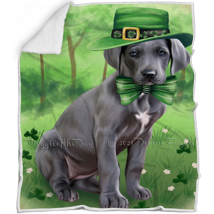 St. Patricks Day Irish Portrait Great Dane Dog Blanket BLNKT54912