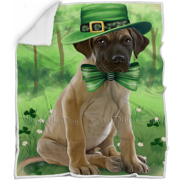St. Patricks Day Irish Portrait Great Dane Dog Blanket BLNKT54930