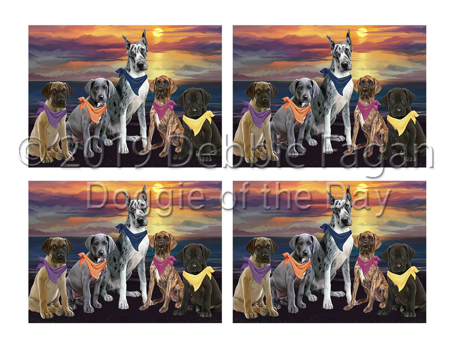 Family Sunset Portrait Great Dane Dogs Placemat