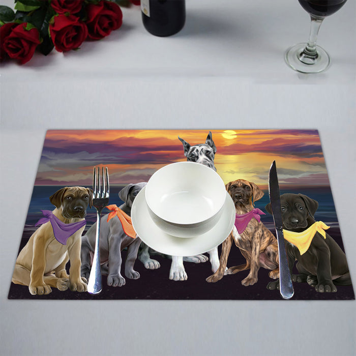 Family Sunset Portrait Great Dane Dogs Placemat