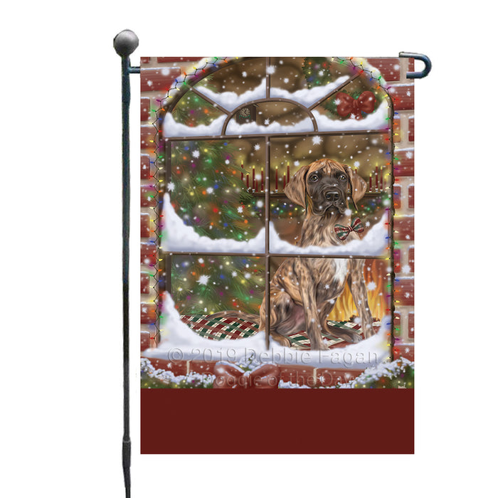 Personalized Please Come Home For Christmas Great Dane Dog Sitting In Window Custom Garden Flags GFLG-DOTD-A60167