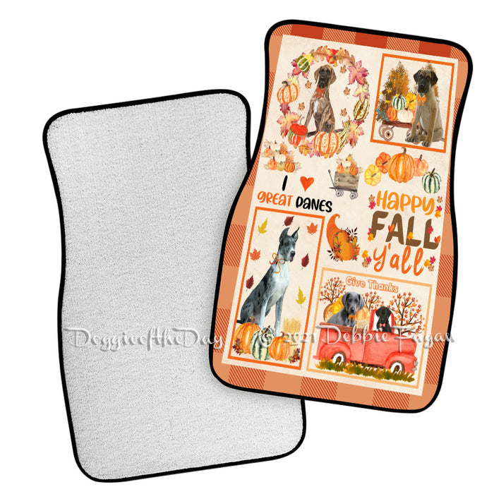 Happy Fall Y'all Pumpkin Great Dane Dogs Polyester Anti-Slip Vehicle Carpet Car Floor Mats CFM49207