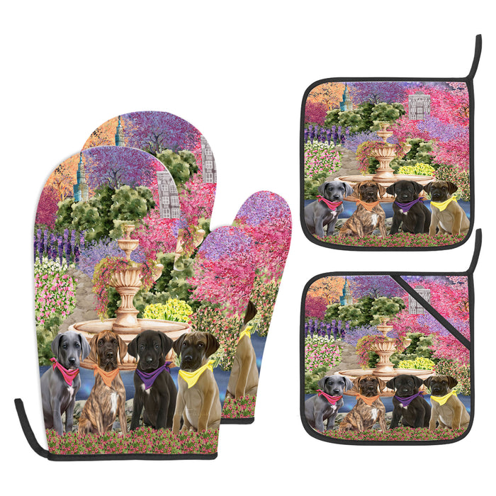 Great Dane Oven Mitts and Pot Holder Set, Kitchen Gloves for Cooking with Potholders, Explore a Variety of Custom Designs, Personalized, Pet & Dog Gifts