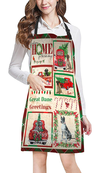 Welcome Home for Holidays Great Dane Dogs Apron Apron48415