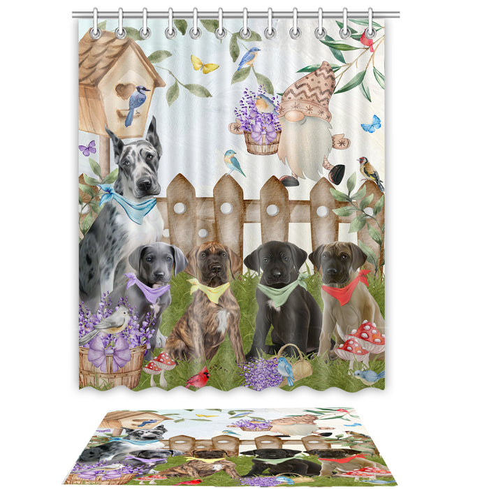 Great Dane Shower Curtain & Bath Mat Set, Bathroom Decor Curtains with hooks and Rug, Explore a Variety of Designs, Personalized, Custom, Dog Lover's Gifts