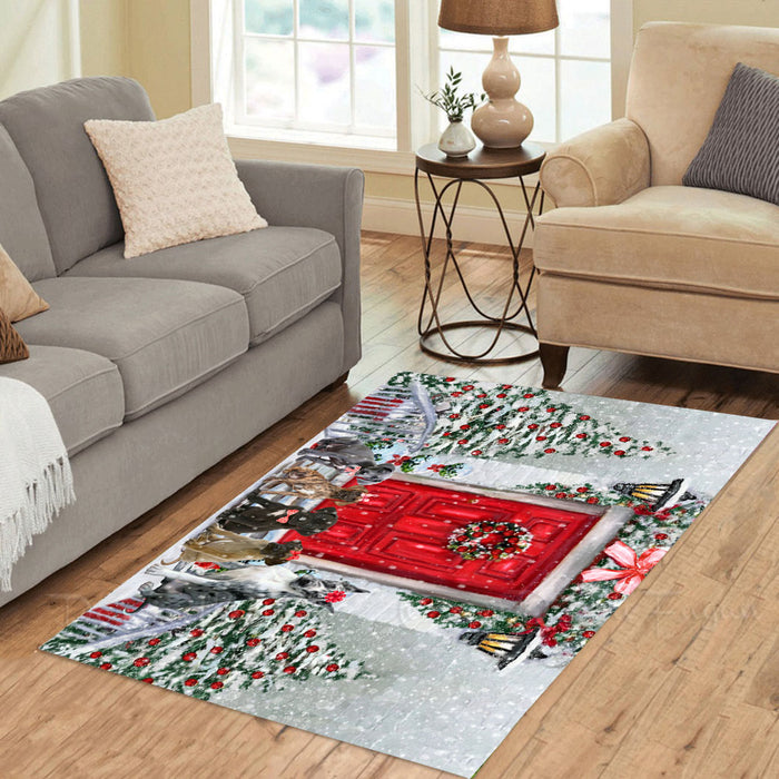 Christmas Holiday Welcome Great Dane Dogs Area Rug - Ultra Soft Cute Pet Printed Unique Style Floor Living Room Carpet Decorative Rug for Indoor Gift for Pet Lovers