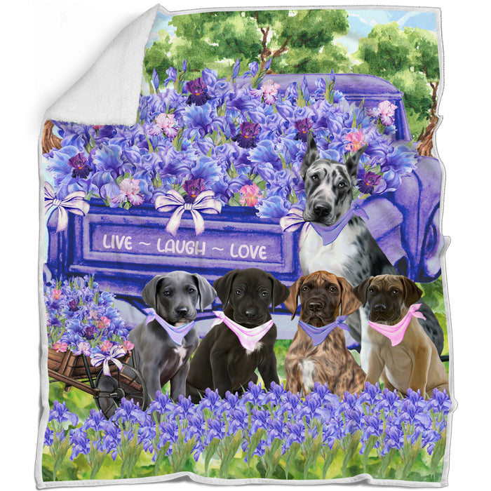 Great Dane Blanket: Explore a Variety of Designs, Personalized, Custom Bed Blankets, Cozy Sherpa, Fleece and Woven, Dog Gift for Pet Lovers