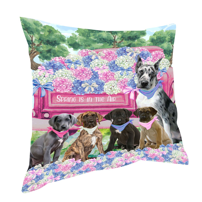 Great Dane Pillow, Explore a Variety of Personalized Designs, Custom, Throw Pillows Cushion for Sofa Couch Bed, Dog Gift for Pet Lovers