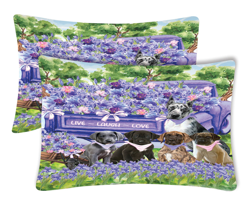 Great Dane Pillow Case with a Variety of Designs, Custom, Personalized, Super Soft Pillowcases Set of 2, Dog and Pet Lovers Gifts