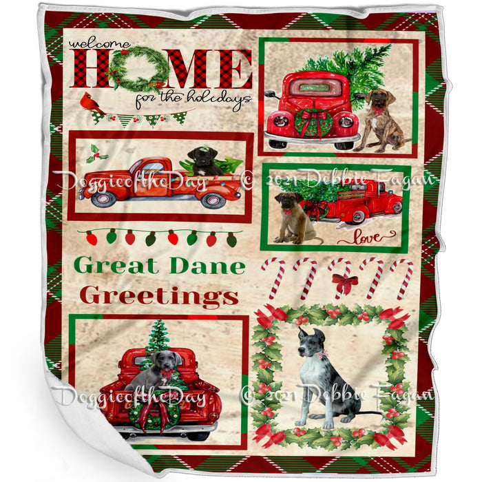 Welcome Home for Christmas Holidays Great Dane Dogs Blanket BLNKT71996