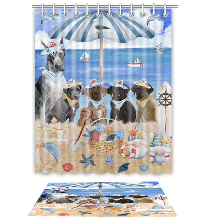 Great Dane Shower Curtain & Bath Mat Set - Explore a Variety of Custom Designs - Personalized Curtains with hooks and Rug for Bathroom Decor - Dog Gift for Pet Lovers