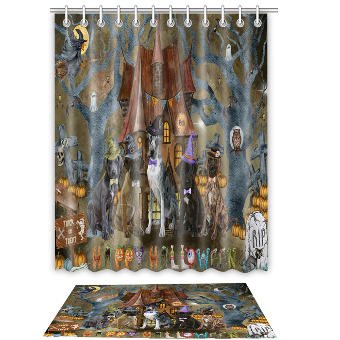 Great Dane Shower Curtain & Bath Mat Set - Explore a Variety of Personalized Designs - Custom Rug and Curtains with hooks for Bathroom Decor - Pet and Dog Lovers Gift