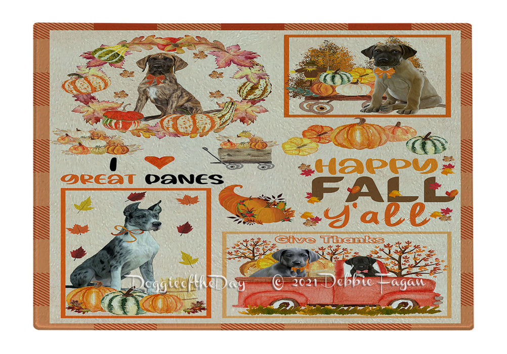 Happy Fall Y'all Pumpkin Great Dane Dogs Cutting Board - Easy Grip Non-Slip Dishwasher Safe Chopping Board Vegetables C79894