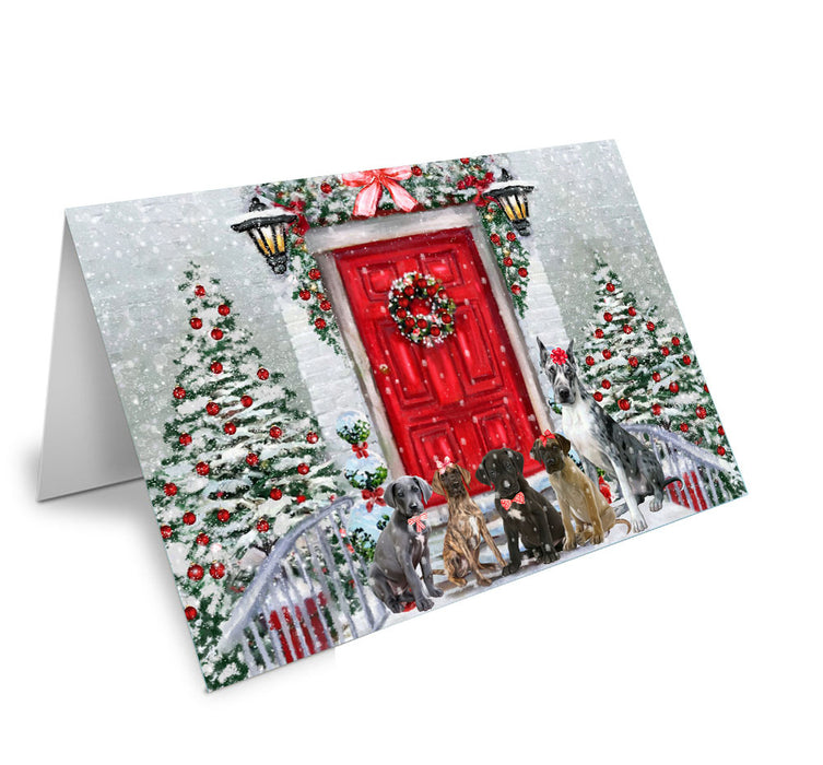 Christmas Holiday Welcome Great Dane Dog Handmade Artwork Assorted Pets Greeting Cards and Note Cards with Envelopes for All Occasions and Holiday Seasons