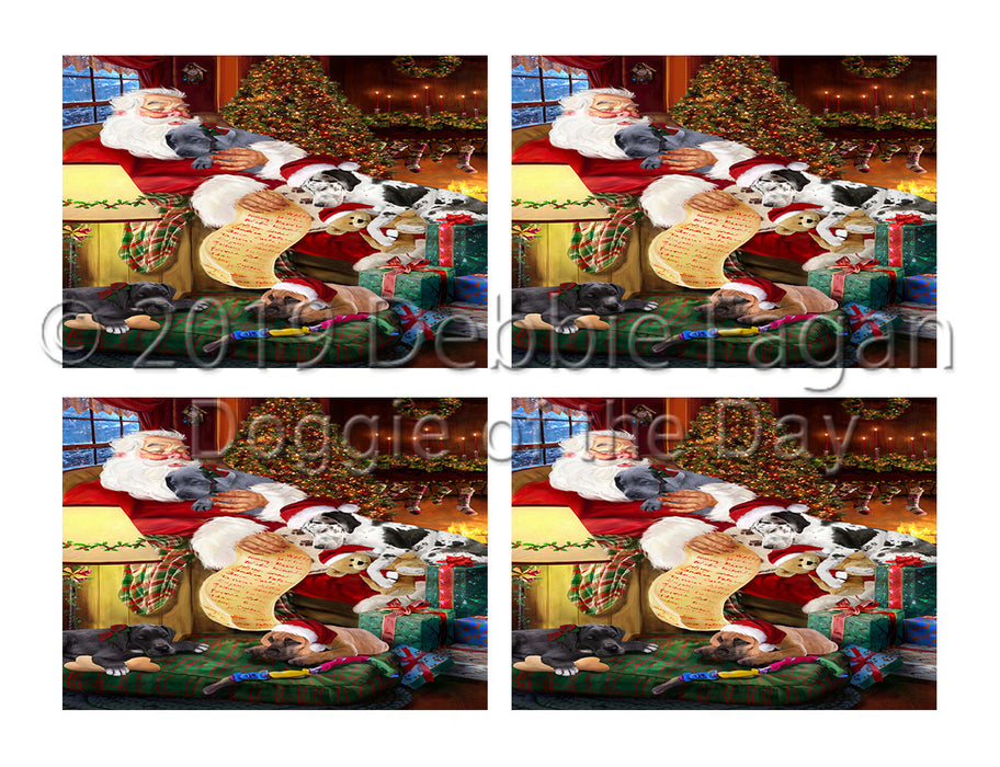 Santa Sleeping with Great Dane Dogs Placemat