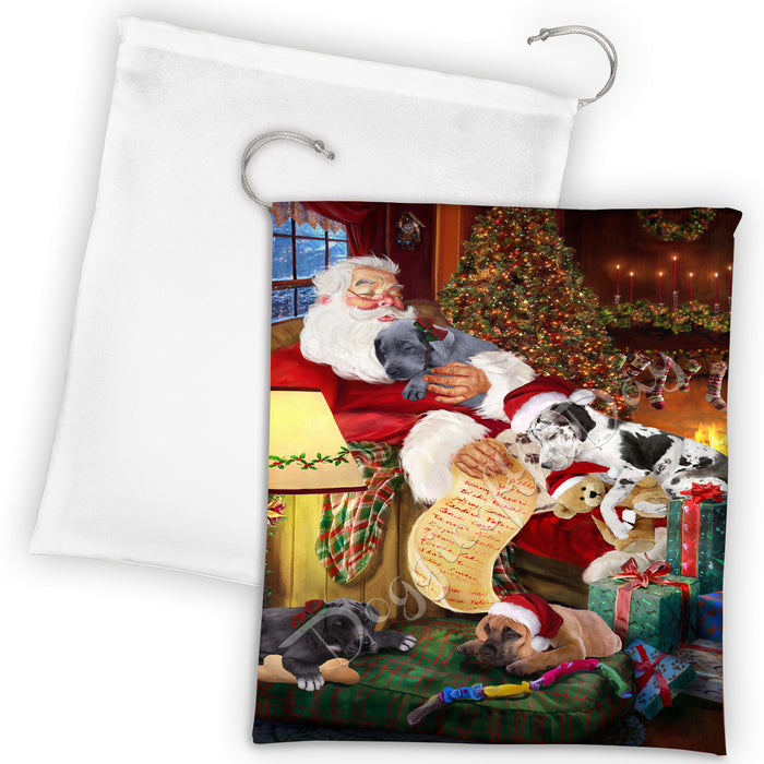 Santa Sleeping with Great Dane Dogs Drawstring Laundry or Gift Bag LGB48815