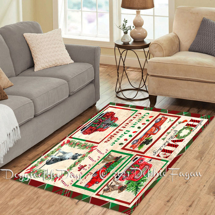 Welcome Home for Christmas Holidays Great Dane Dogs Polyester Living Room Carpet Area Rug ARUG64934