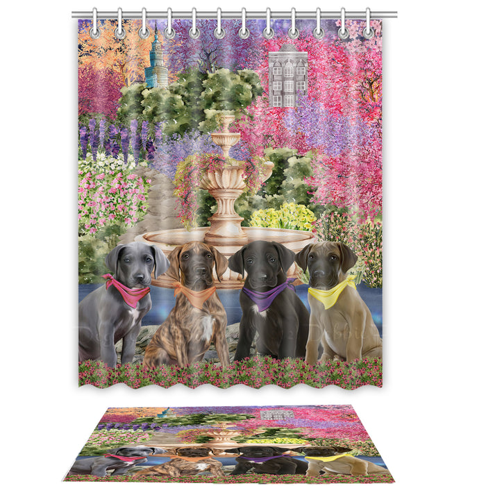 Great Dane Shower Curtain & Bath Mat Set: Explore a Variety of Designs, Custom, Personalized, Curtains with hooks and Rug Bathroom Decor, Gift for Dog and Pet Lovers