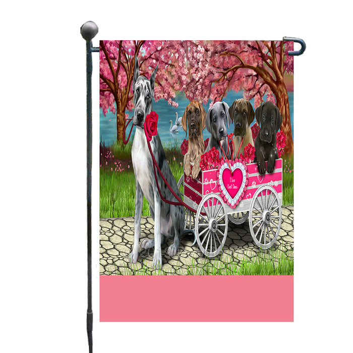Personalized I Love Great Dane Dogs in a Cart Custom Garden Flags GFLG-DOTD-A62156