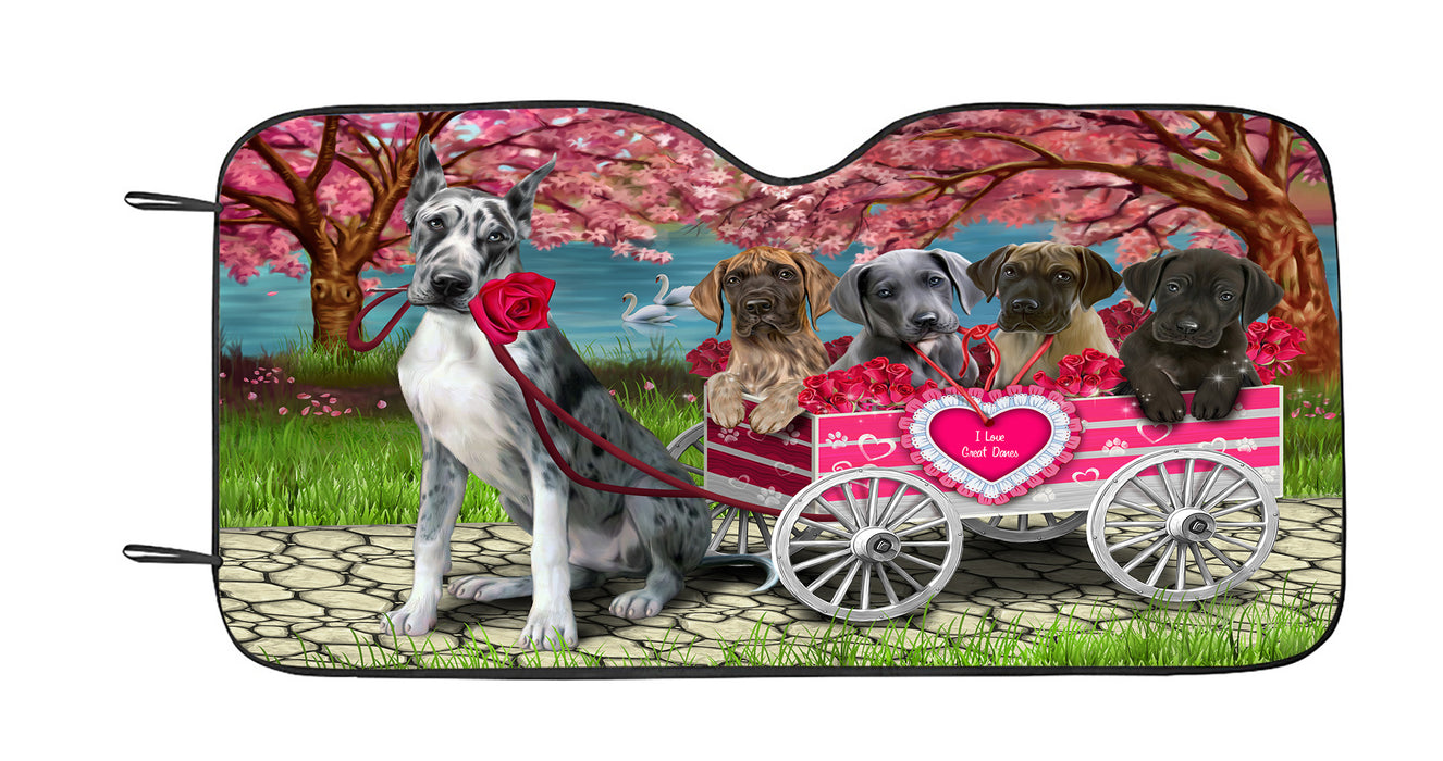 I Love Great Dane Dogs in a Cart Car Sun Shade